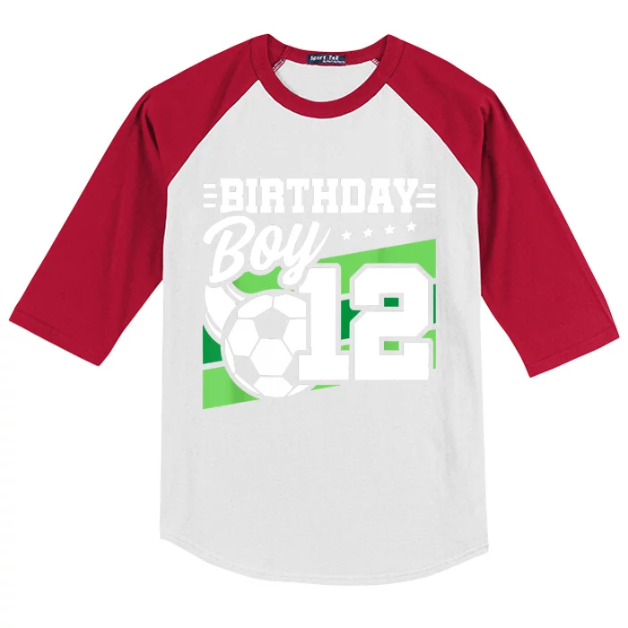 Soccer Birthday Party 12 Year Old Boy 12th Birthday Kids Colorblock Raglan Jersey