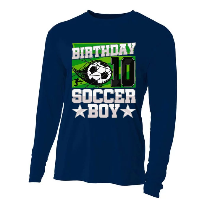 Soccer Birthday Party 10th Birthday Boy 10 Years Old Cooling Performance Long Sleeve Crew