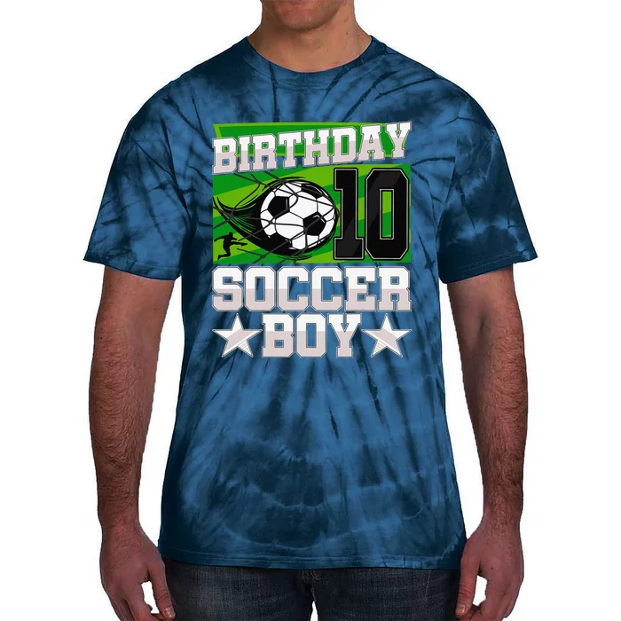 Soccer Birthday Party 10th Birthday Boy 10 Years Old Tie-Dye T-Shirt