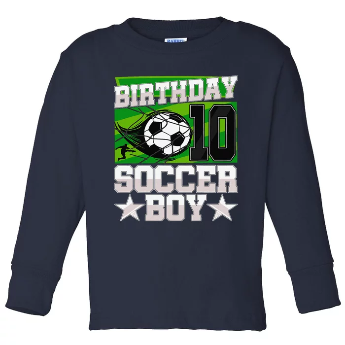 Soccer Birthday Party 10th Birthday Boy 10 Years Old Toddler Long Sleeve Shirt