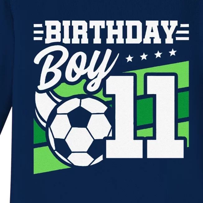 Soccer Birthday Party 11 Year Old Boy 11th Birthday Baby Long Sleeve Bodysuit