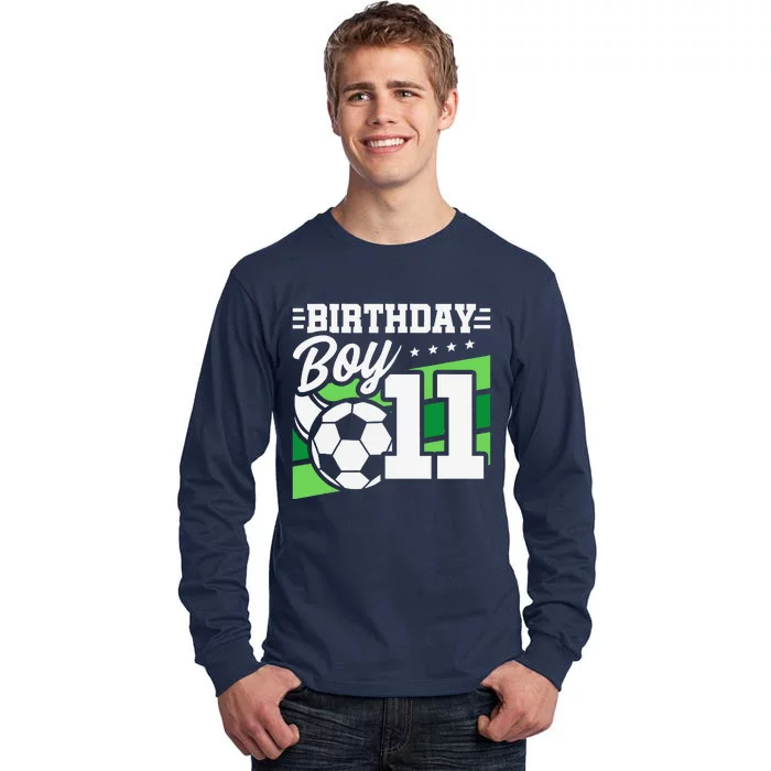 Soccer Birthday Party 11 Year Old Boy 11th Birthday Tall Long Sleeve T-Shirt