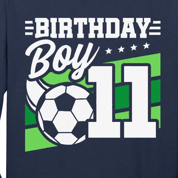 Soccer Birthday Party 11 Year Old Boy 11th Birthday Tall Long Sleeve T-Shirt