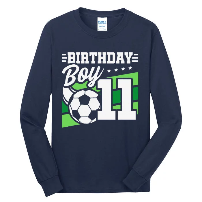 Soccer Birthday Party 11 Year Old Boy 11th Birthday Tall Long Sleeve T-Shirt