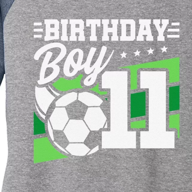 Soccer Birthday Party 11 Year Old Boy 11th Birthday Women's Tri-Blend 3/4-Sleeve Raglan Shirt