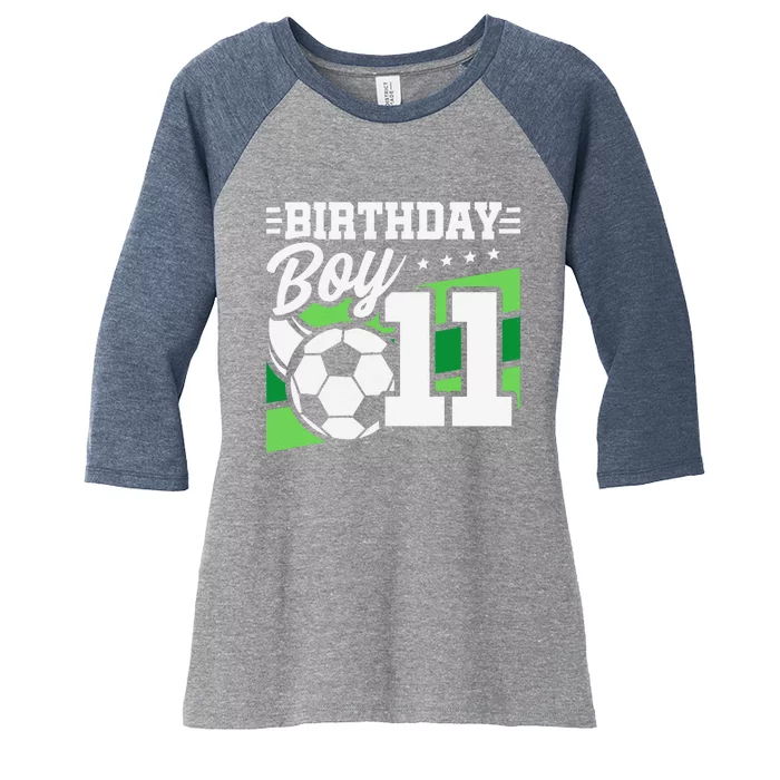 Soccer Birthday Party 11 Year Old Boy 11th Birthday Women's Tri-Blend 3/4-Sleeve Raglan Shirt