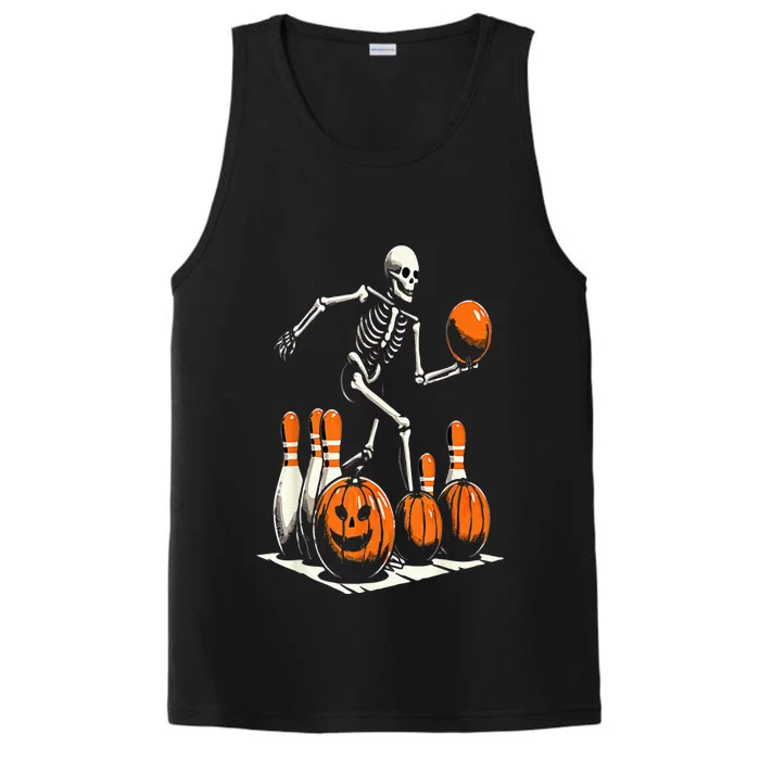 Skeleton Bowling Player Funny Bowler Halloween Performance Tank