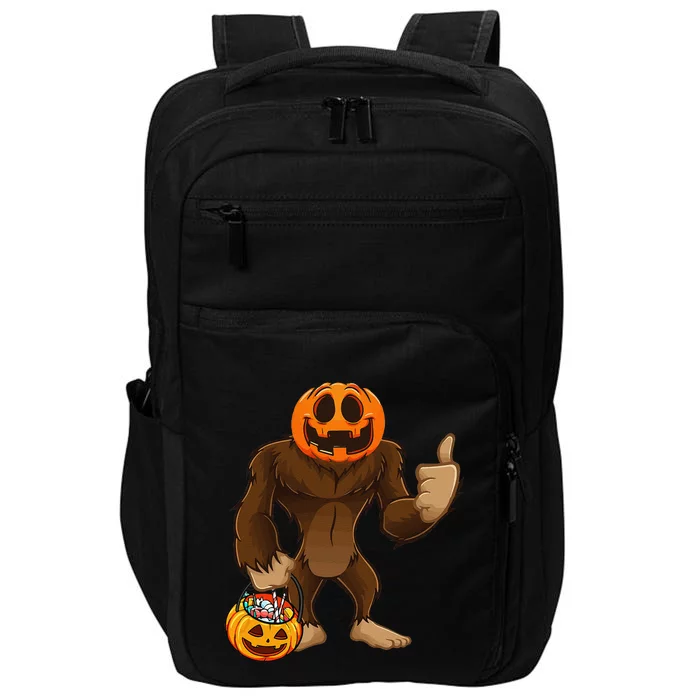 Scary Bigfoot Pumpkin Head Halloween Costume Funny Impact Tech Backpack