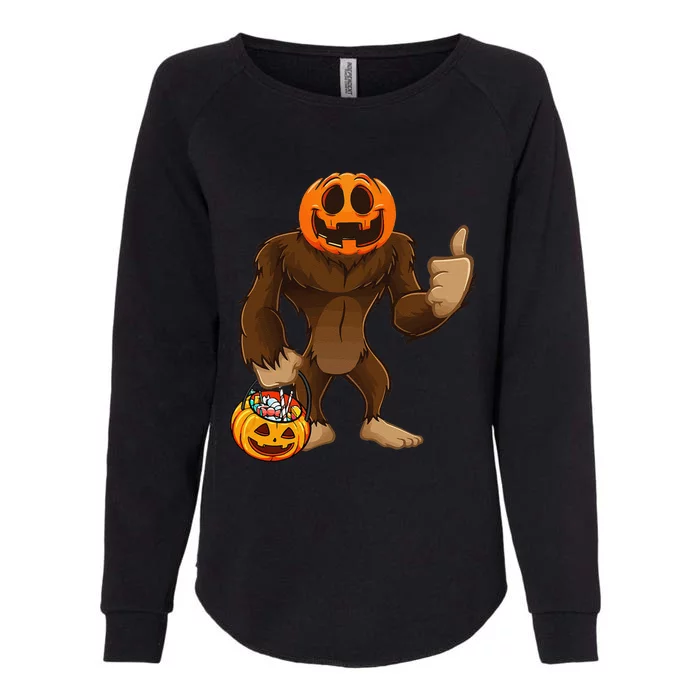 Scary Bigfoot Pumpkin Head Halloween Costume Funny Womens California Wash Sweatshirt