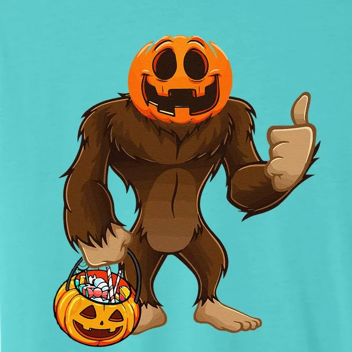 Scary Bigfoot Pumpkin Head Halloween Costume Funny ChromaSoft Performance T-Shirt