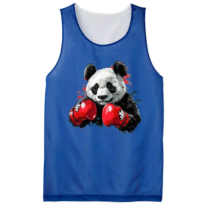 Sport Boxing Panda Costume With Boxing Gloves Mesh Reversible Basketball Jersey Tank