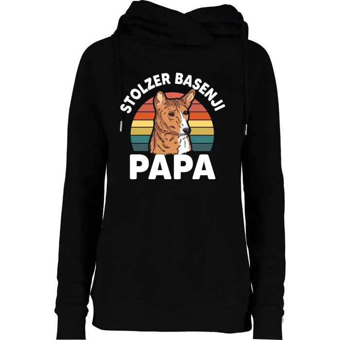 Stolzer Basenji Papa Womens Funnel Neck Pullover Hood