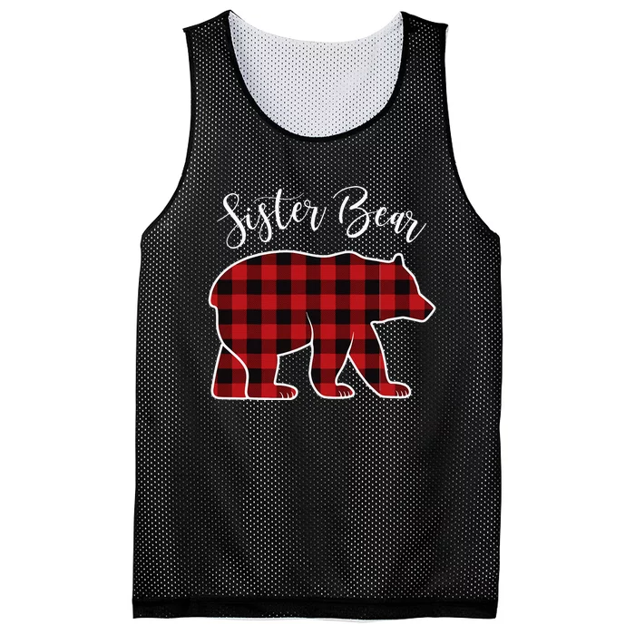 Sister Bear Pajama Red Buffalo Xmas Funny Family Christmas Mesh Reversible Basketball Jersey Tank