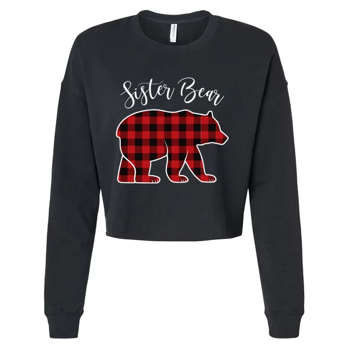 Sister Bear Pajama Red Buffalo Xmas Funny Family Christmas Cropped Pullover Crew