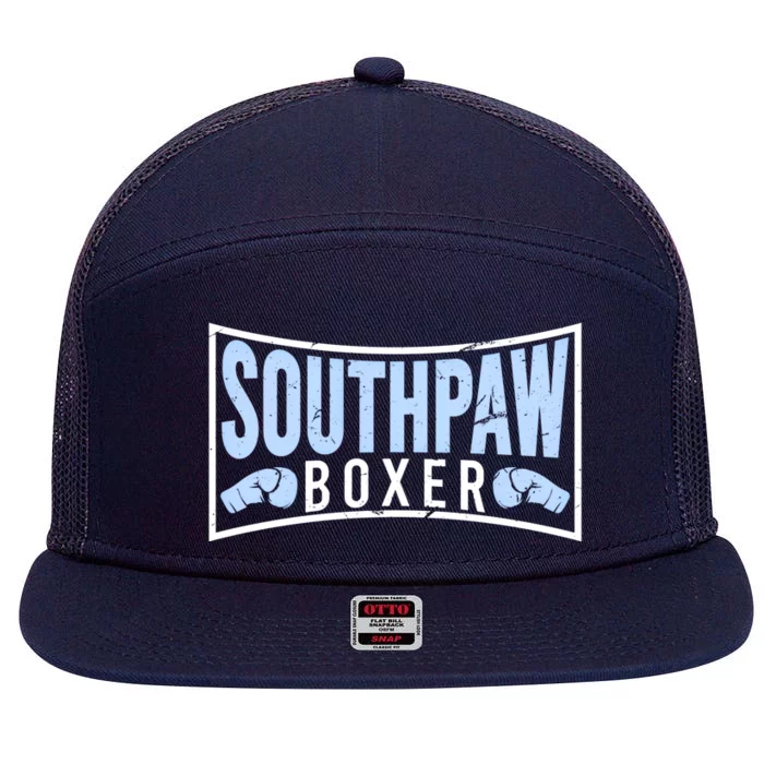 Southpaw Boxer Proud Left Handed Boxing Gloves Quote Cute Gift 7 Panel Mesh Trucker Snapback Hat