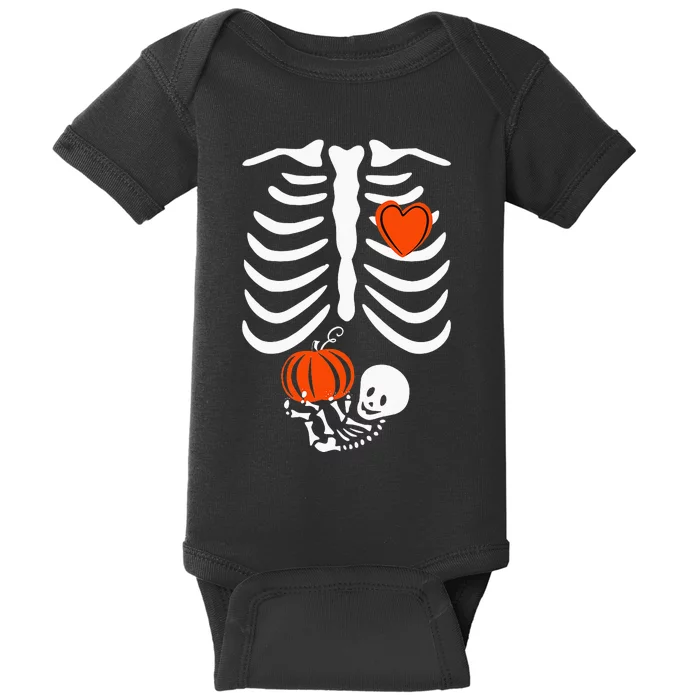 Skeleton Baby Pregnant Xray Rib Cage Halloween Costume Baby Bodysuit