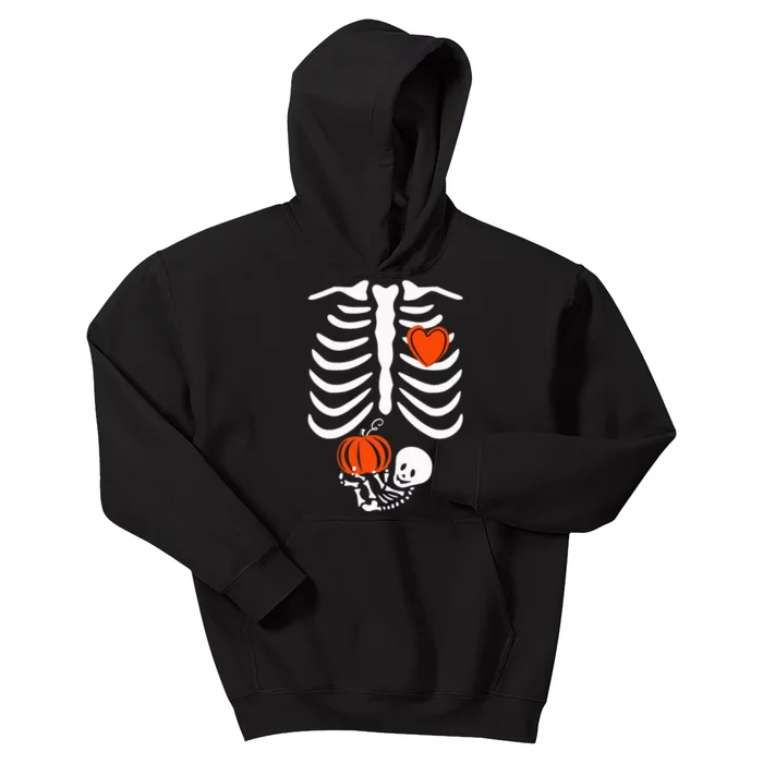 Skeleton Baby Pregnant Xray Rib Cage Halloween Costume Kids Hoodie