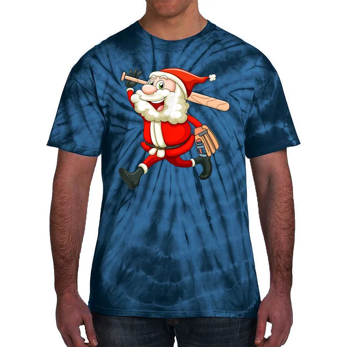 Santa Baseball Player Christmas Cute Sport XMas Pajama Pj Tie-Dye T-Shirt