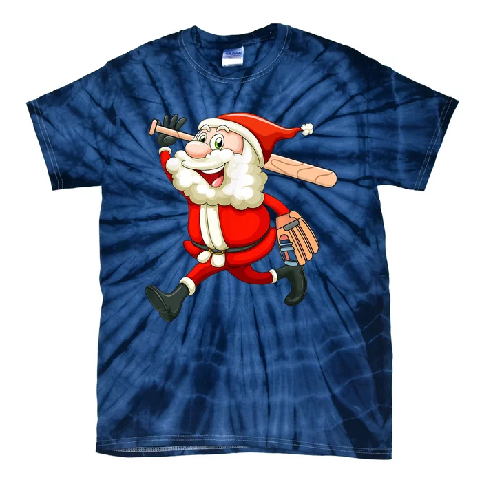 Santa Baseball Player Christmas Cute Sport XMas Pajama Pj Tie-Dye T-Shirt