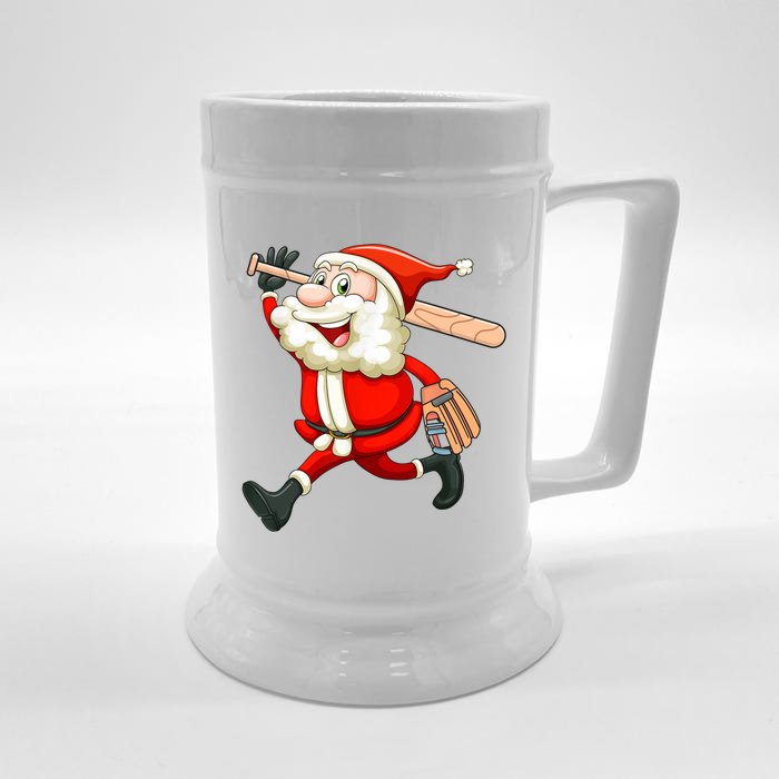 Santa Baseball Player Christmas Cute Sport XMas Pajama Pj Front & Back Beer Stein