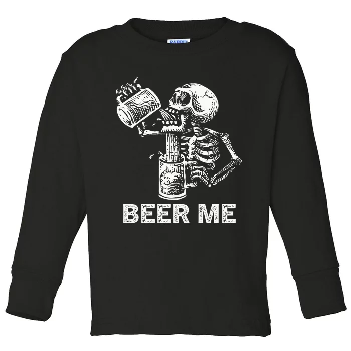 Skeleton Beer Party Halloween Gift Toddler Long Sleeve Shirt