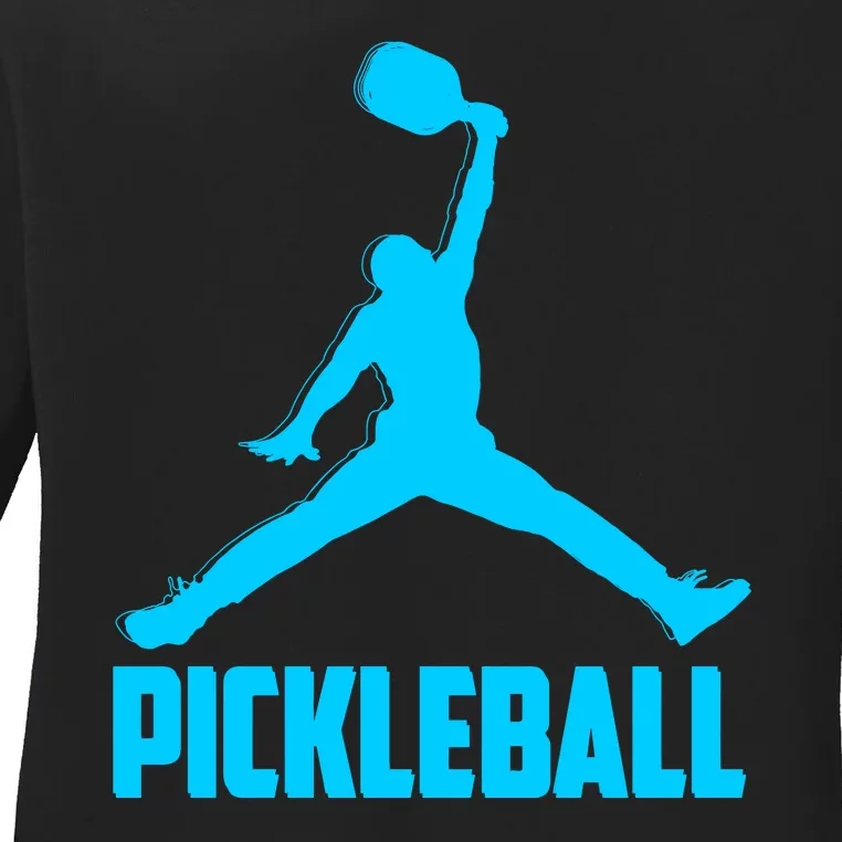 Sky Blue Pickleball Sports Logo Ladies Long Sleeve Shirt