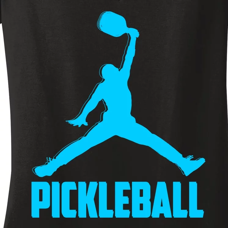 Sky Blue Pickleball Sports Logo Women's V-Neck T-Shirt