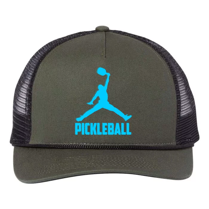 Sky Blue Pickleball Sports Logo Retro Rope Trucker Hat Cap