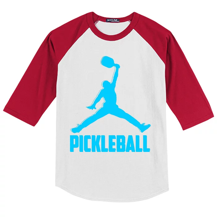 Sky Blue Pickleball Sports Logo Kids Colorblock Raglan Jersey