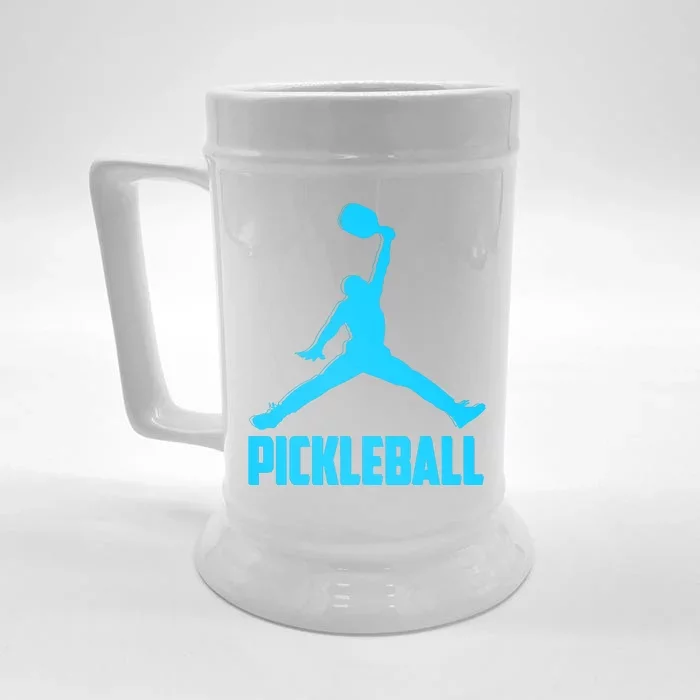 Sky Blue Pickleball Sports Logo Front & Back Beer Stein