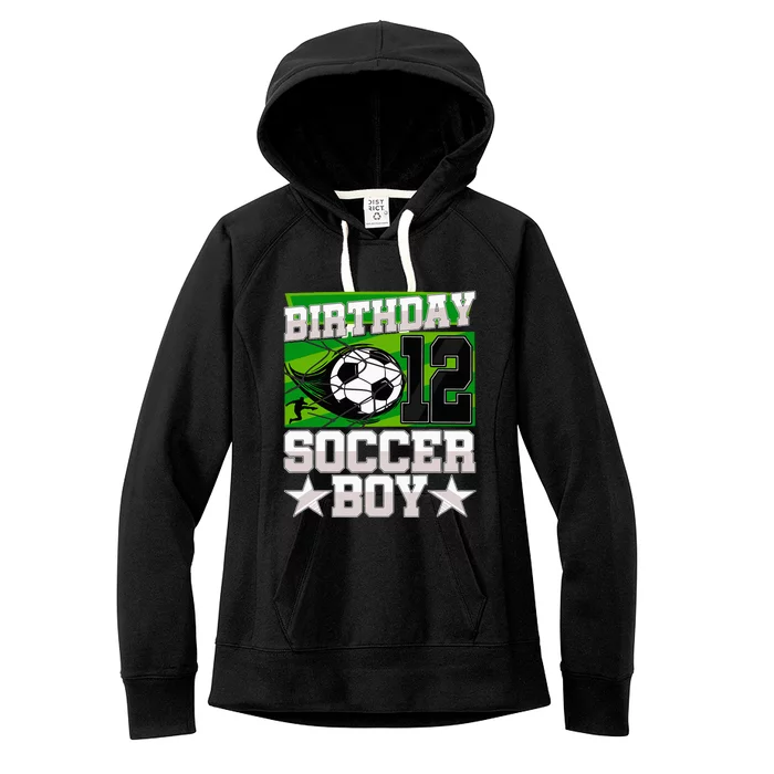 Soccer Birthday Party 12th Birthday 12 Years Old Women's Fleece Hoodie