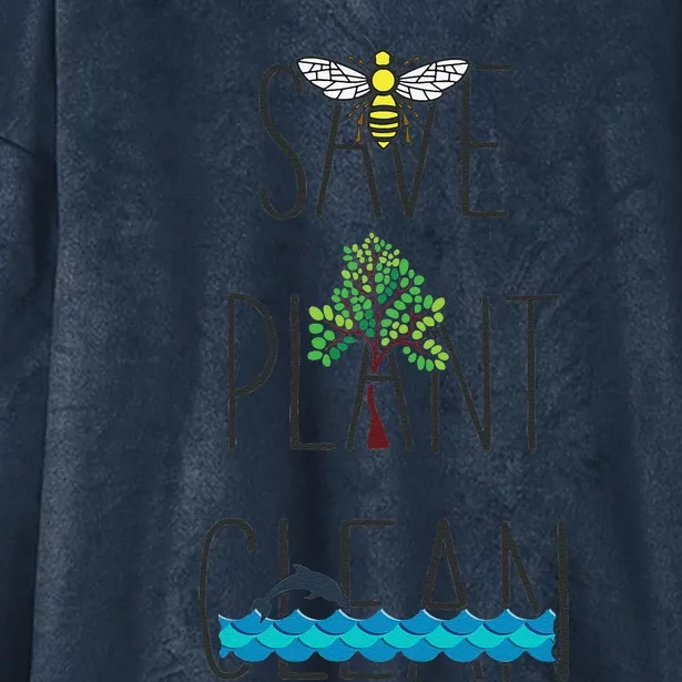 Save Bees, Plant Trees, Clean The Seas Nature Environment Hooded Wearable Blanket