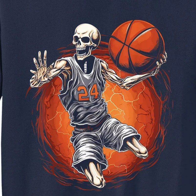 Spooky Basketball Player Skeleton Halloween Kids Tall Sweatshirt