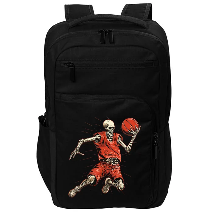 Spooky Basketball Player Skeleton Halloween Impact Tech Backpack