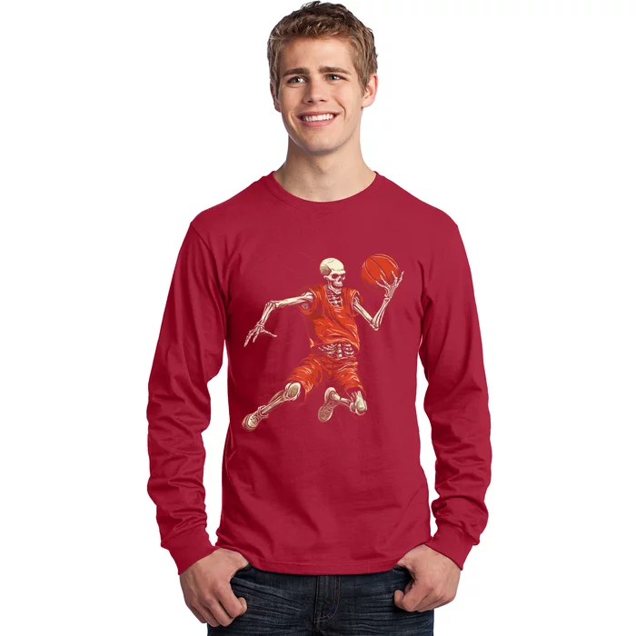 Spooky Basketball Player Skeleton Halloween Long Sleeve Shirt