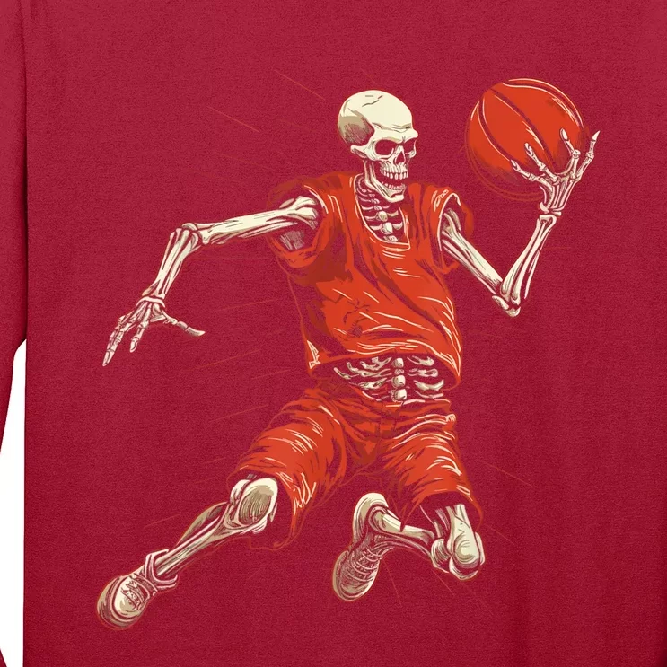 Spooky Basketball Player Skeleton Halloween Long Sleeve Shirt