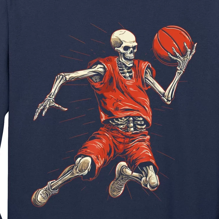 Spooky Basketball Player Skeleton Halloween Tall Long Sleeve T-Shirt