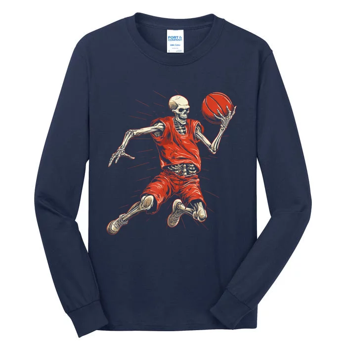 Spooky Basketball Player Skeleton Halloween Tall Long Sleeve T-Shirt