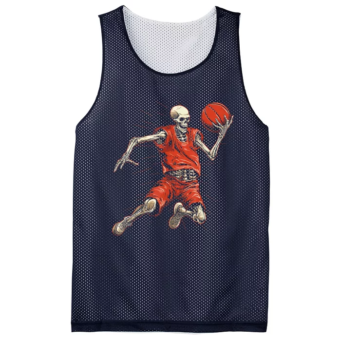 Spooky Basketball Player Skeleton Halloween Mesh Reversible Basketball Jersey Tank