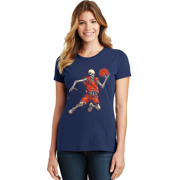 Spooky Basketball Player Skeleton Halloween Women's T-Shirt