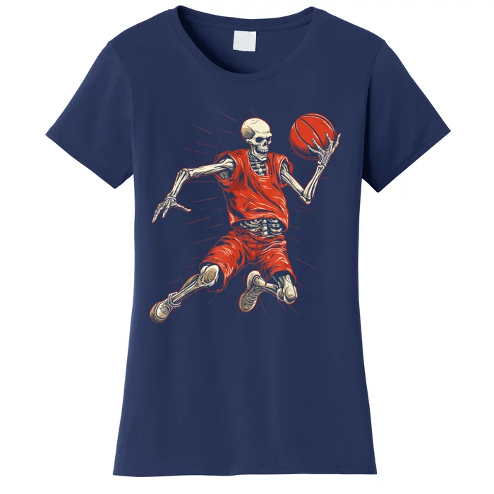 Spooky Basketball Player Skeleton Halloween Women's T-Shirt