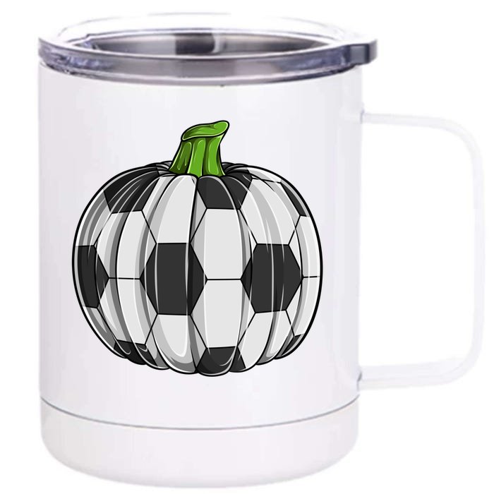 Soccer Ball Pumpkin Halloween Funny Sports Football Boys Cool Gift Front & Back 12oz Stainless Steel Tumbler Cup