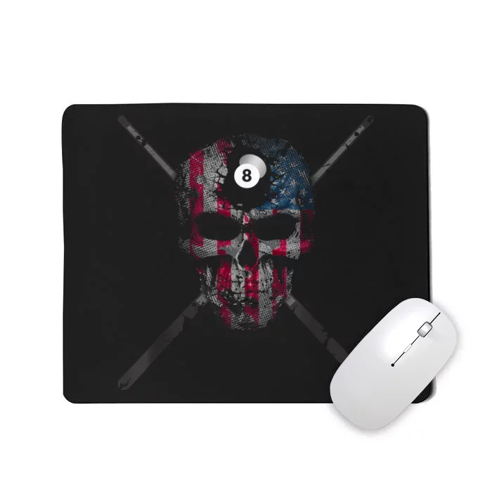 Skull Billiards Pool Player American Flag Best Gift Mousepad