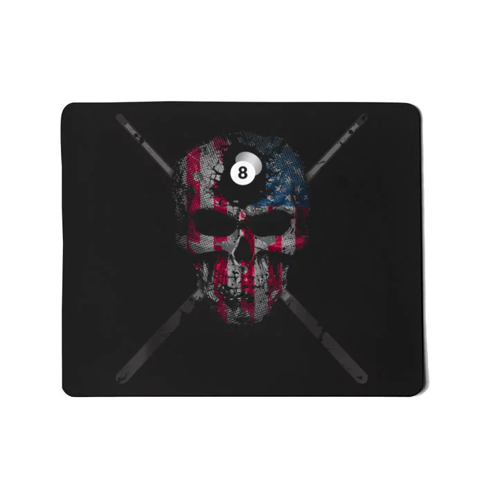 Skull Billiards Pool Player American Flag Best Gift Mousepad