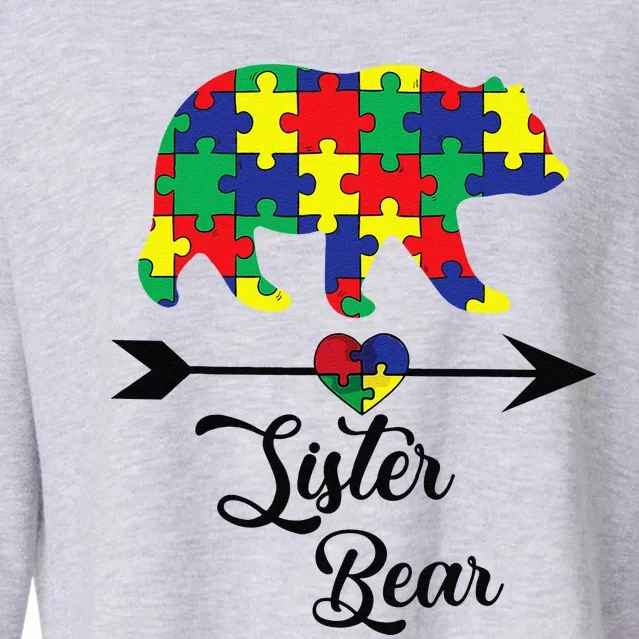 Sister Bear Puzzle Autism Awareness Big Sis Gift Tee Cropped Pullover Crew