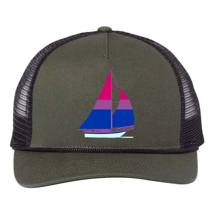 Sailboat Bisexual Pride Cute Gift Retro Rope Trucker Hat Cap