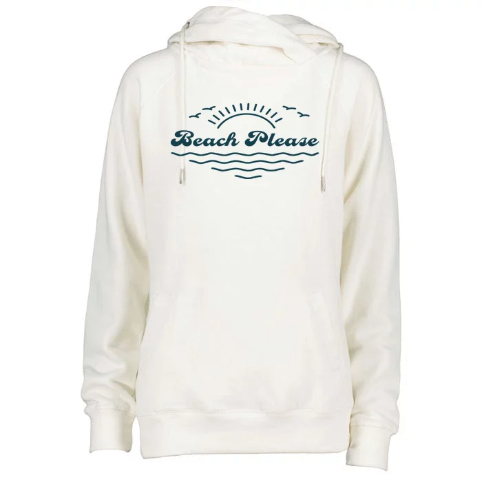 Simple “Beach Please” Graphic Gift Womens Funnel Neck Pullover Hood