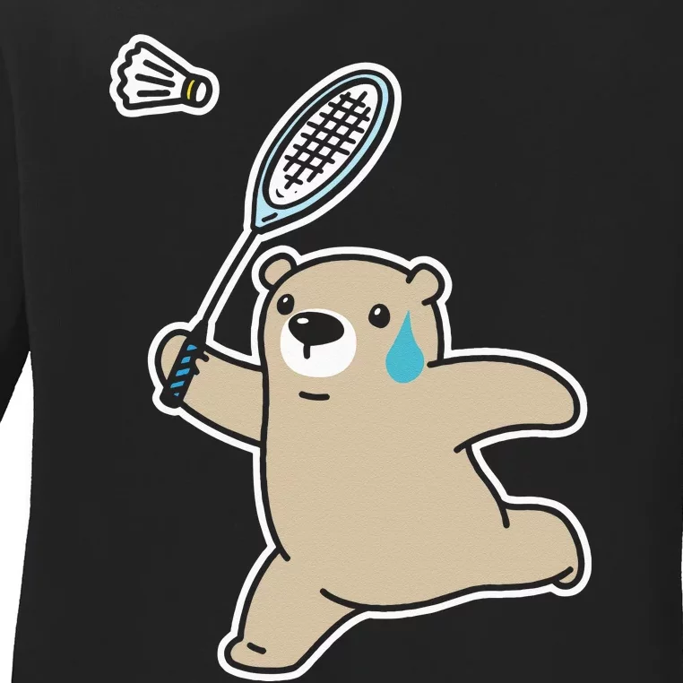 Sweet Bear Playing Badminton Badminton Player Badminton Ladies Long Sleeve Shirt