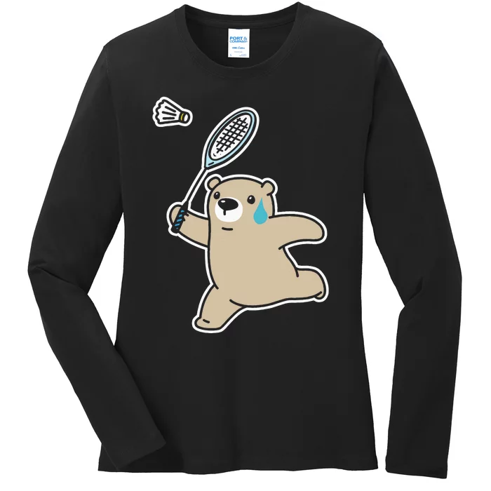 Sweet Bear Playing Badminton Badminton Player Badminton Ladies Long Sleeve Shirt