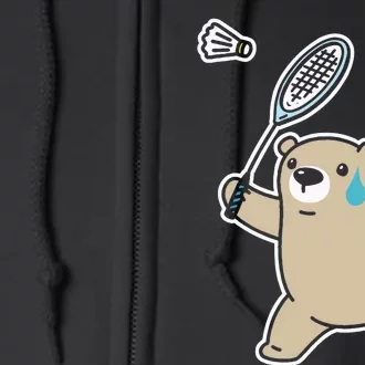 Sweet Bear Playing Badminton Badminton Player Badminton Full Zip Hoodie